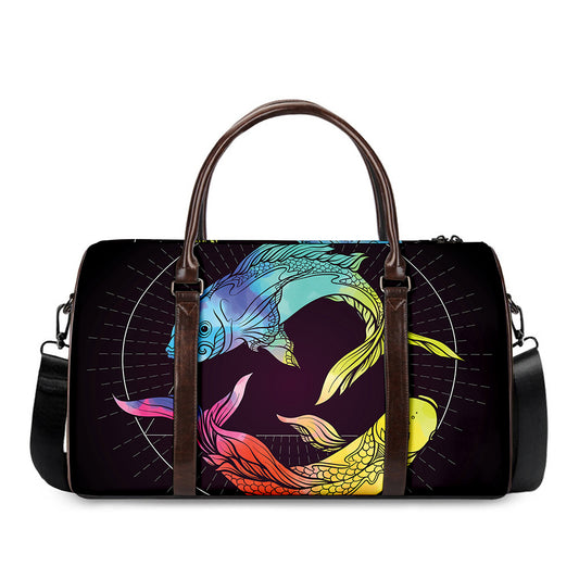 Colorful Pisces Sign Print Duffle Bag