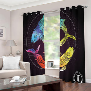 Colorful Pisces Sign Print Extra Wide Grommet Curtains