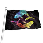 Colorful Pisces Sign Print Flag