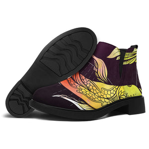 Colorful Pisces Sign Print Flat Ankle Boots