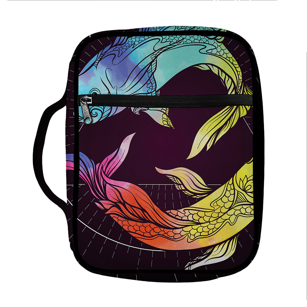 Colorful Pisces Sign Print Front Pocket Bible Bag