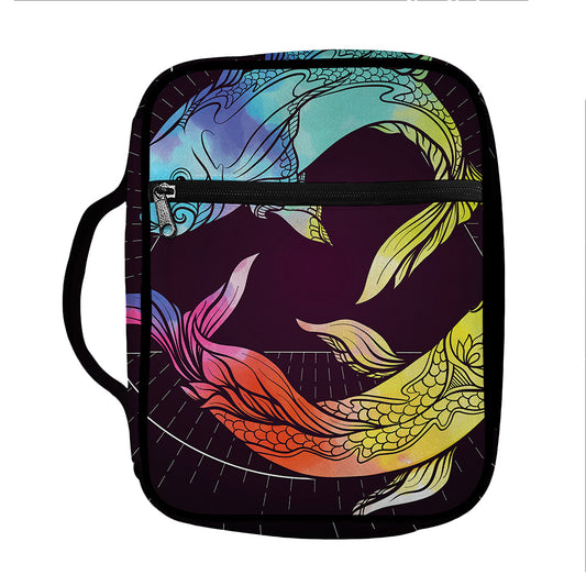 Colorful Pisces Sign Print Front Pocket Bible Bag