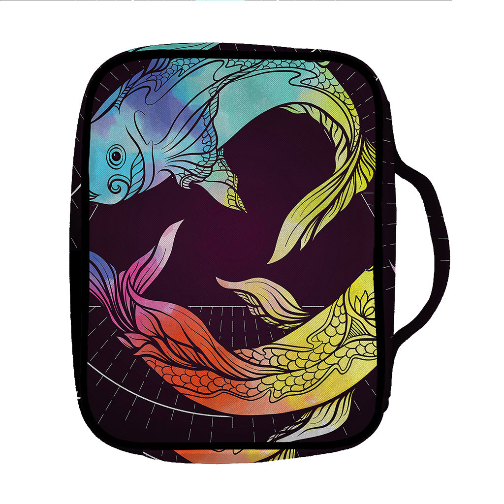 Colorful Pisces Sign Print Front Pocket Bible Bag