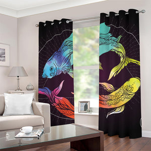 Colorful Pisces Sign Print Grommet Curtains