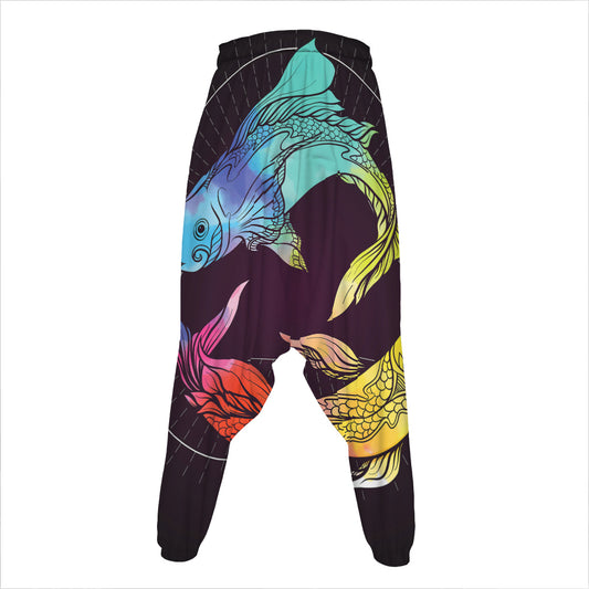 Colorful Pisces Sign Print Hammer Pants