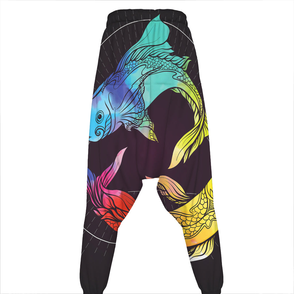 Colorful Pisces Sign Print Hammer Pants