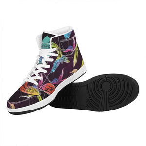 Colorful Pisces Sign Print High Top Leather Sneakers