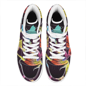 Colorful Pisces Sign Print High Top Leather Sneakers