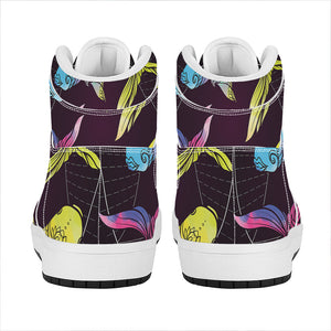 Colorful Pisces Sign Print High Top Leather Sneakers