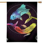 Colorful Pisces Sign Print House Flag