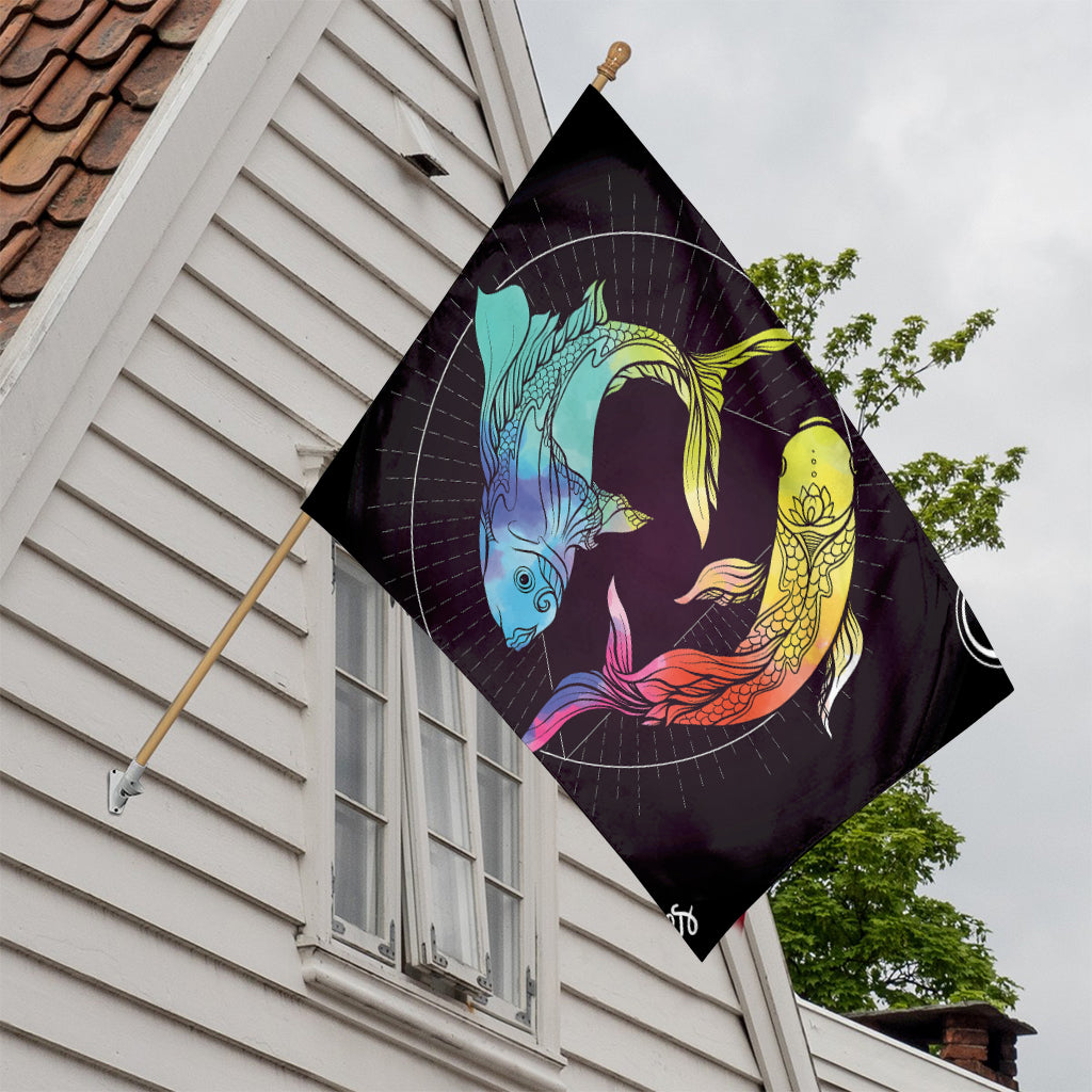 Colorful Pisces Sign Print House Flag