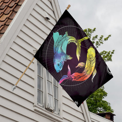 Colorful Pisces Sign Print House Flag
