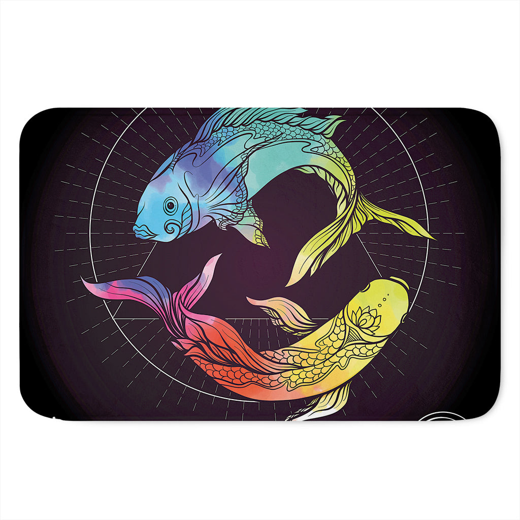 Colorful Pisces Sign Print Indoor Door Mat