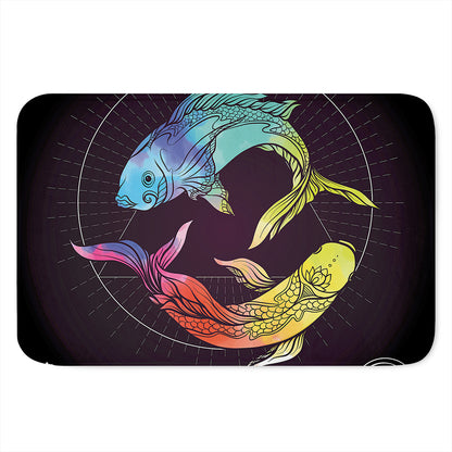 Colorful Pisces Sign Print Indoor Door Mat