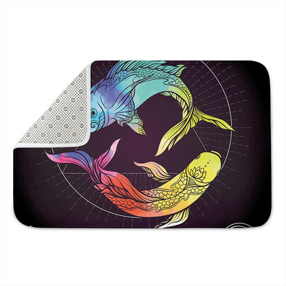 Colorful Pisces Sign Print Indoor Door Mat