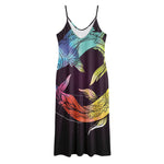 Colorful Pisces Sign Print Jersey Midi Cami Dress