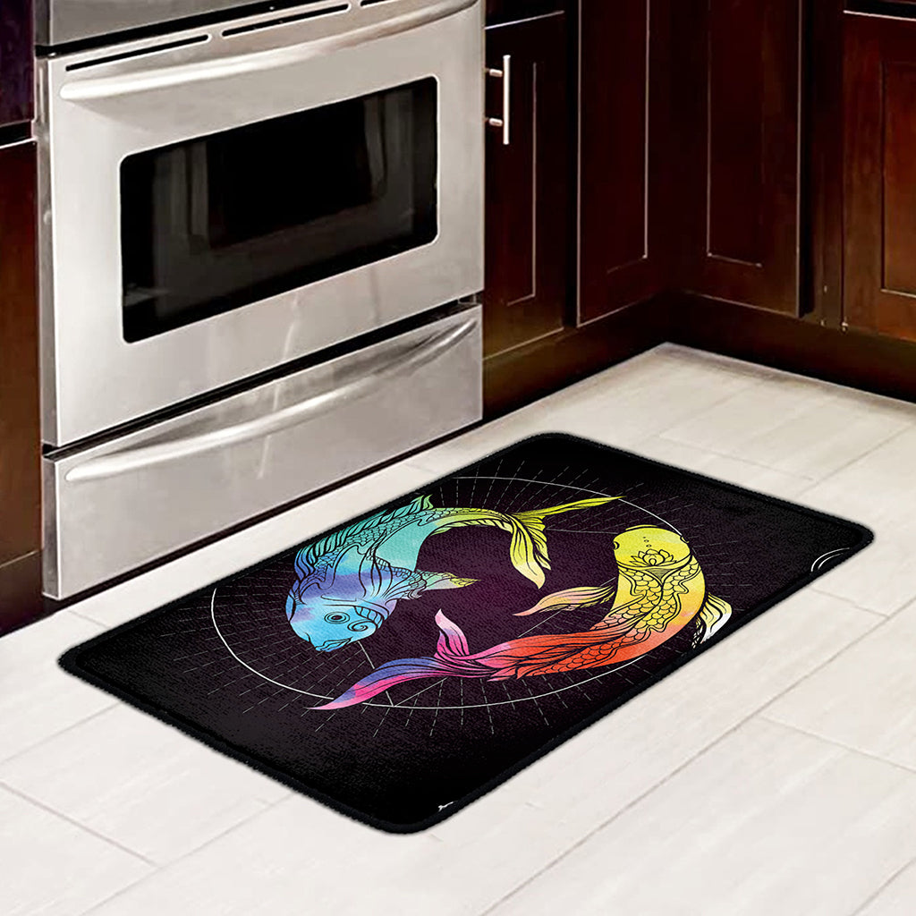Colorful Pisces Sign Print Kitchen Mat