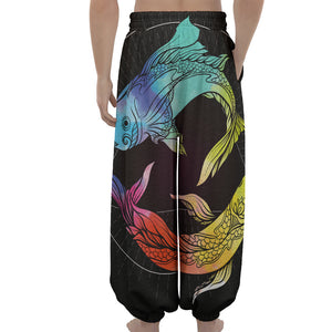 Colorful Pisces Sign Print Lantern Pants