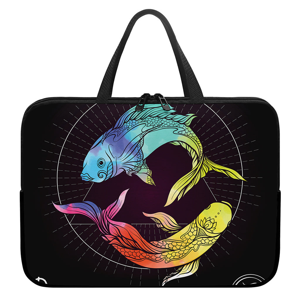 Colorful Pisces Sign Print Laptop Sleeve With Handle