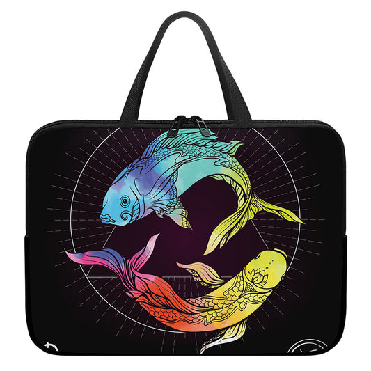 Colorful Pisces Sign Print Laptop Sleeve With Handle