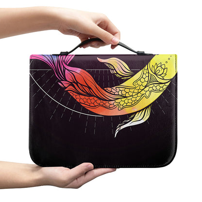 Colorful Pisces Sign Print Leather Bible Cover