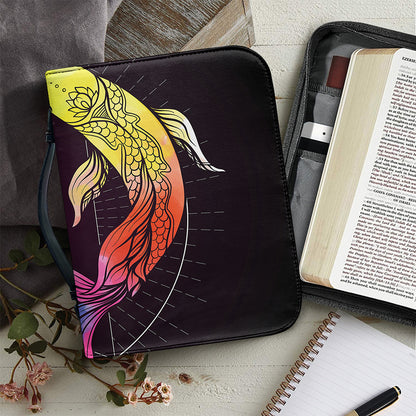 Colorful Pisces Sign Print Leather Bible Cover
