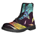 Colorful Pisces Sign Print Lace-Up Boots
