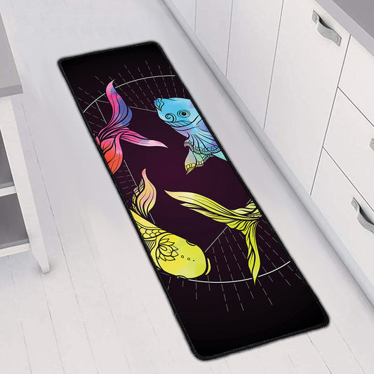 Colorful Pisces Sign Print Long Kitchen Mat