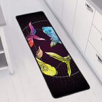 Colorful Pisces Sign Print Long Kitchen Mat