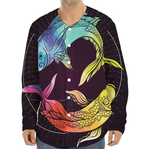 Colorful Pisces Sign Print Long Sleeve Baseball Jersey