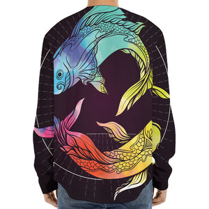 Colorful Pisces Sign Print Long Sleeve Baseball Jersey