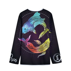 Colorful Pisces Sign Print Long Sleeve Short Coat