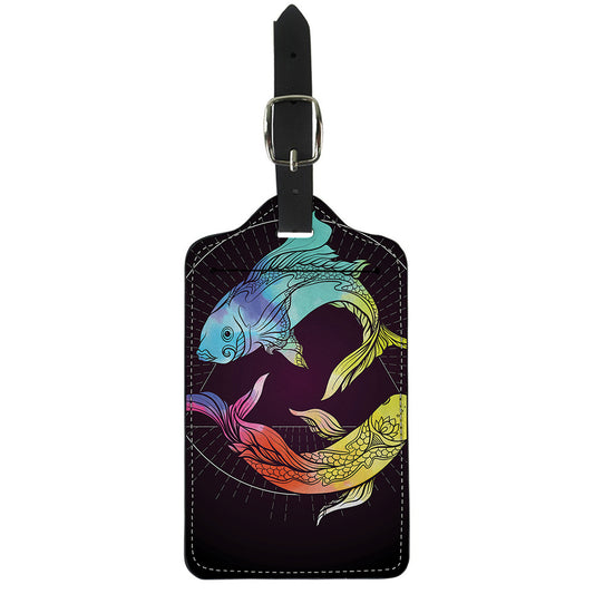 Colorful Pisces Sign Print Luggage Tag