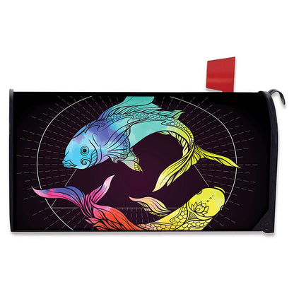 Colorful Pisces Sign Print Mailbox Cover