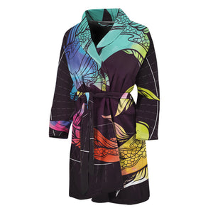 Colorful Pisces Sign Print Men's Bathrobe