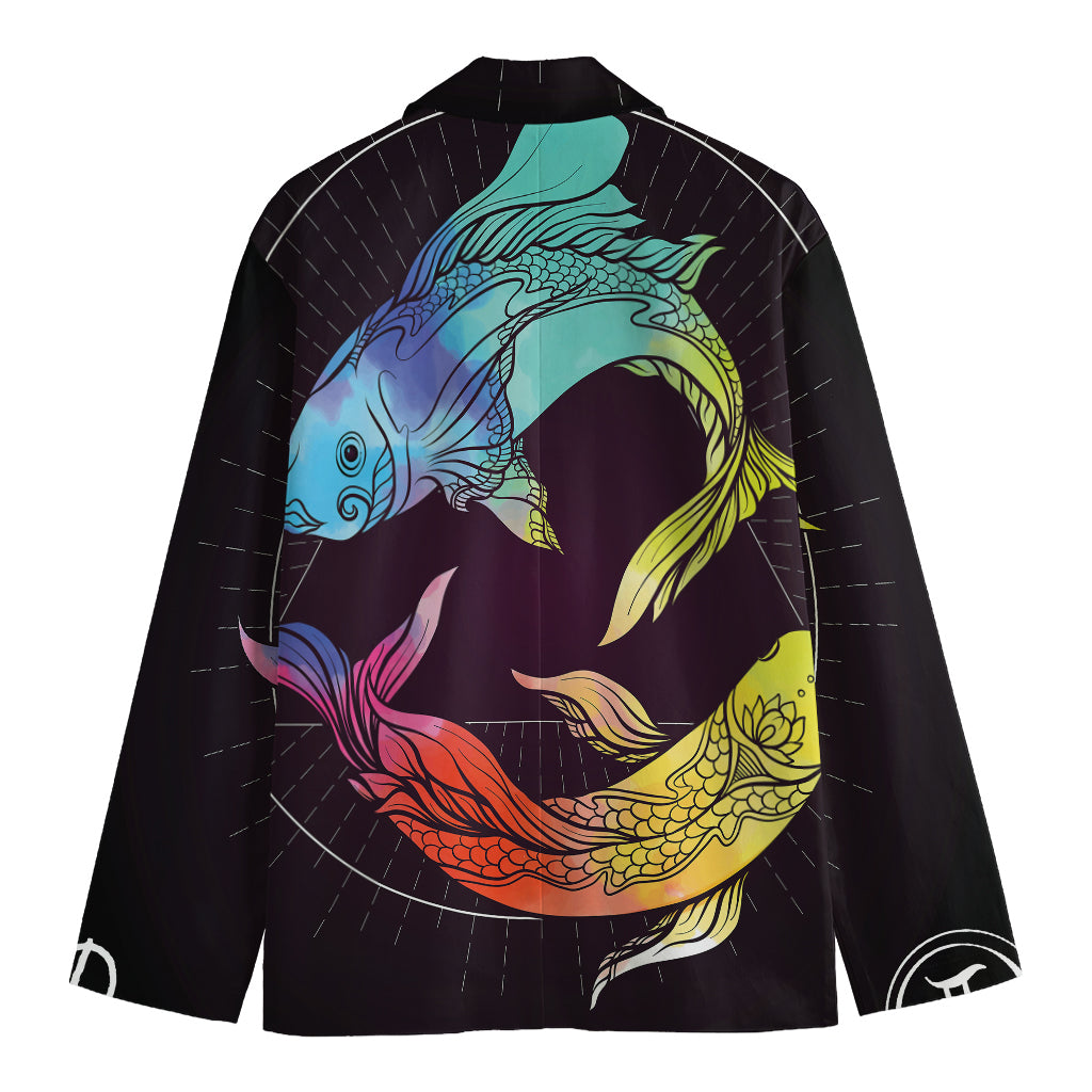 Colorful Pisces Sign Print Men's Blazer