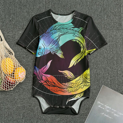 Colorful Pisces Sign Print Men's Bodysuit