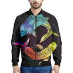 Colorful Pisces Sign Print Men's Bomber Jacket