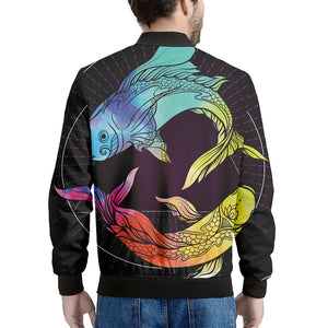 Colorful Pisces Sign Print Men's Bomber Jacket