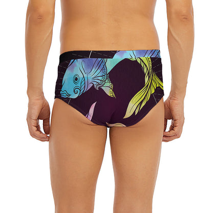 Colorful Pisces Sign Print Men's Briefs
