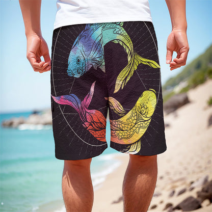 Colorful Pisces Sign Print Men's Cargo Shorts