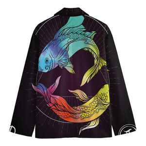 Colorful Pisces Sign Print Men's Cotton Blazer