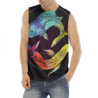 Colorful Pisces Sign Print Men's Fitness Tank Top