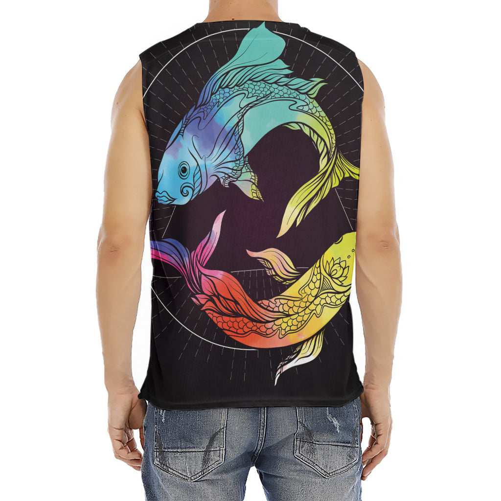 Colorful Pisces Sign Print Men's Fitness Tank Top