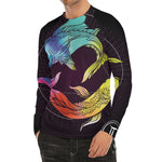 Colorful Pisces Sign Print Men's Long Sleeve Rash Guard