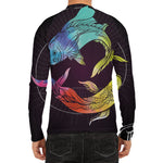 Colorful Pisces Sign Print Men's Long Sleeve Rash Guard