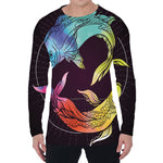 Colorful Pisces Sign Print Men's Long Sleeve T-Shirt