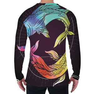 Colorful Pisces Sign Print Men's Long Sleeve T-Shirt