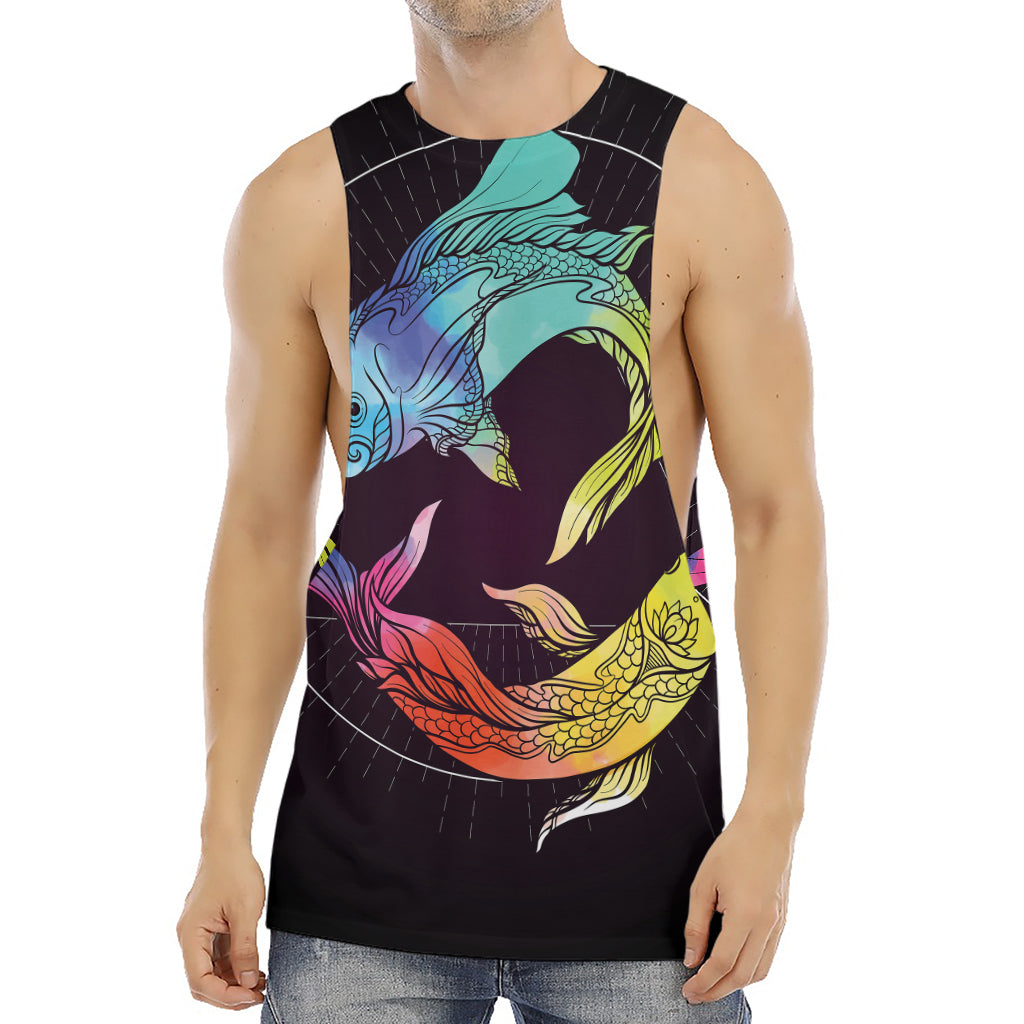 Colorful Pisces Sign Print Men's Muscle Tank Top