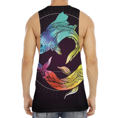 Colorful Pisces Sign Print Men's Muscle Tank Top